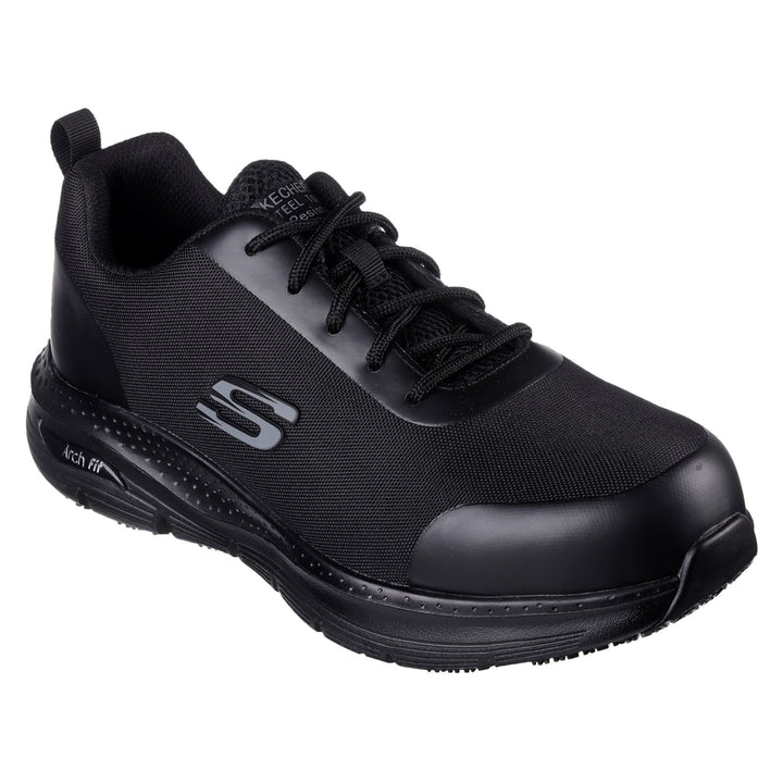 Men's Wide Fit Skechers 200086EC Arch Fit Ringstap Safety Trainers in Black - Image 1