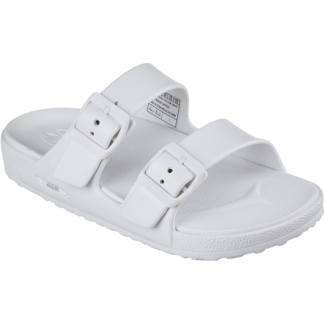 Women's Wide Fit Skechers 111590 Foamies Arch Fit Cali Breeze 2.0 Slippers in White - Image 3