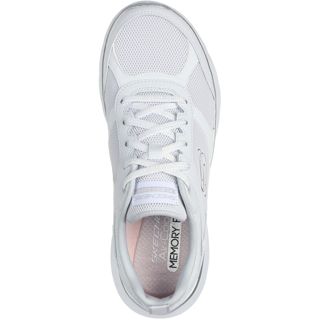 Womens Wide Fit Skechers 150202 Flex Appeal 5.0 Fresh Touch Trainers in Navy/Hot Pink - Image 11