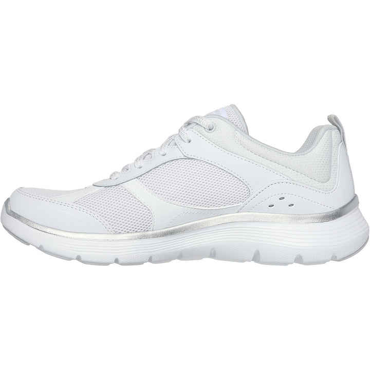 Womens Wide Fit Skechers 150202 Flex Appeal 5.0 Fresh Touch Trainers in Navy/Hot Pink - Image 1