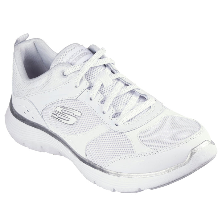 Womens Wide Fit Skechers 150202 Flex Appeal 5.0 Fresh Touch Trainers in Navy/Hot Pink - Image 1
