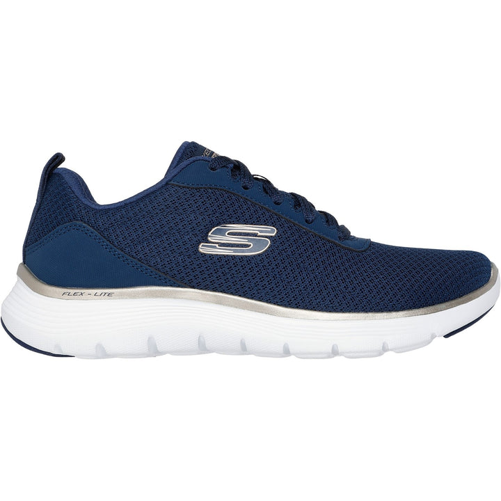 Womens Wide Fit Skechers 150206 Flex Appeal 5.0 Uptake Trainers in White/Silver - Image 1