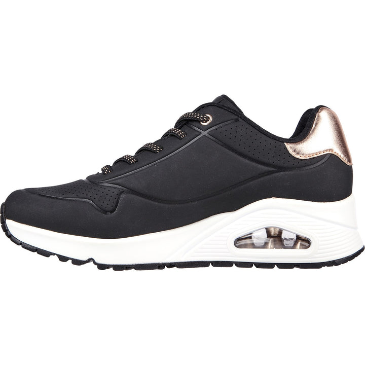 Women's Wide Fit Skechers 155196 Uno Shimmer Away Trainers in Rose - Image 1