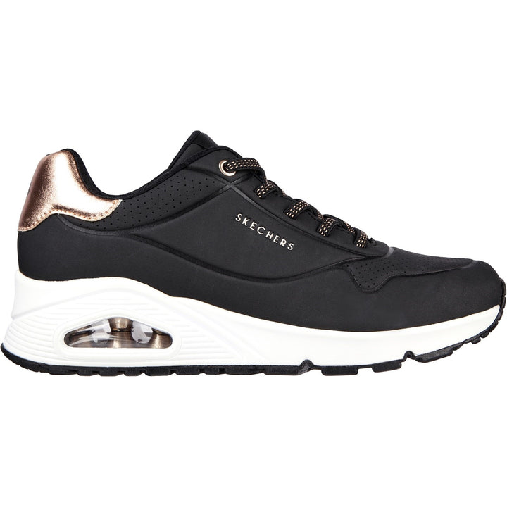 Women's Wide Fit Skechers 155196 Uno Shimmer Away Trainers in Rose - Image 1