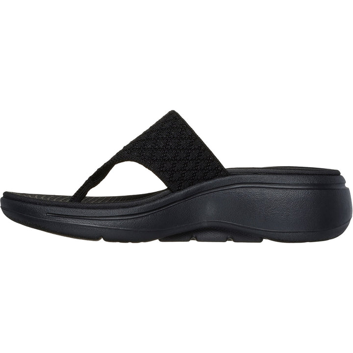 Women's Wide Fit Skechers 140803 Go Walk Arch Fit Sandals in Black - Image 1