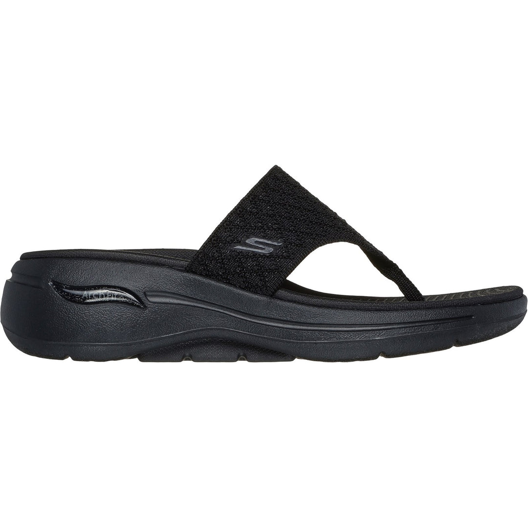 Women's Wide Fit Skechers 140803 Go Walk Arch Fit Sandals in Black - Image 2