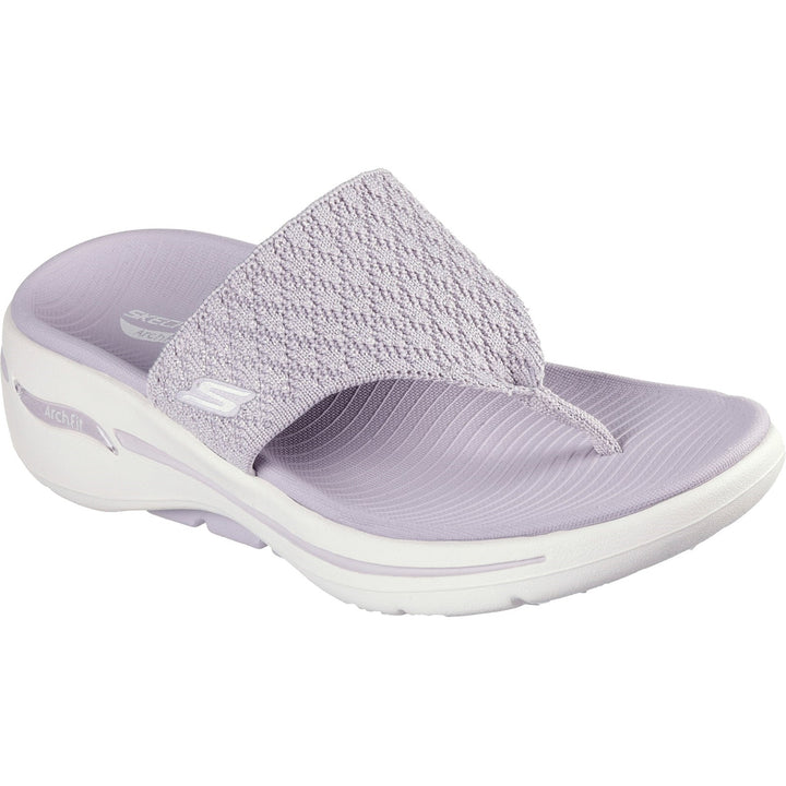 Women's Wide Fit Skechers 140803 Go Walk Arch Fit Sandals in Black - Image 1
