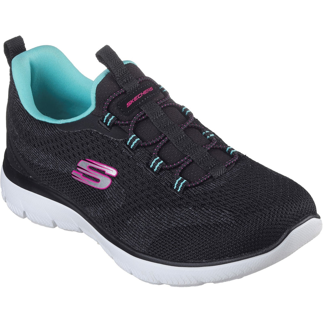 Women's Wide Fit Skechers 150120 Summits New Nature Trainers in Black/Multi - Image 3