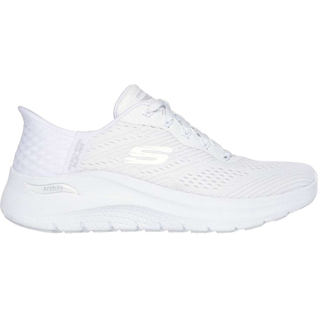 Women's Wide Fit Skechers 150066 Slip-ins Arch Fit 2.0 Easy Chic Trainers in Natural/Pink - Image 8