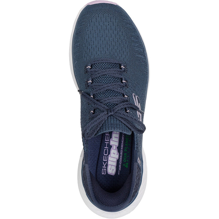 Women's Relaxed Fit Skechers 150470 Edgeride Impression Trainers in Black/Pink - Image 1