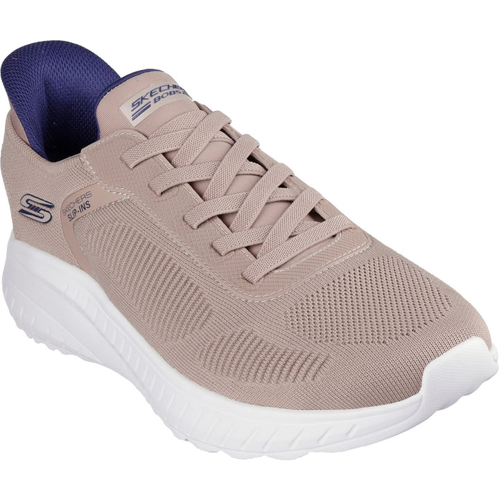 Men's Wide Fit Skechers 118312 Slip-ins Bobs Sport Squad Chaos Solid Step Trainers in Navy - Image 1