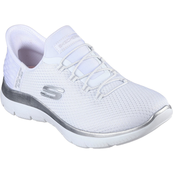 Women's Wide Fit Skechers 150123 Slip-ins Summits Diamond Dream Trainer in Navy/Pink - Image 1