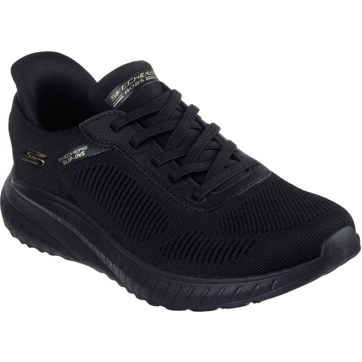 Women's Wide Fit Skechers Slip-ins 117497 Waves Bobs Sport Squad Trainers in Black - Image 1