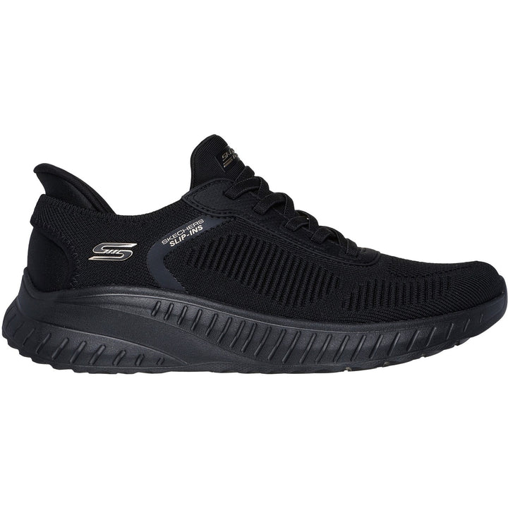 Women's Wide Fit Skechers Slip-ins 117497 Waves Bobs Sport Squad Trainers in Black - Image 1