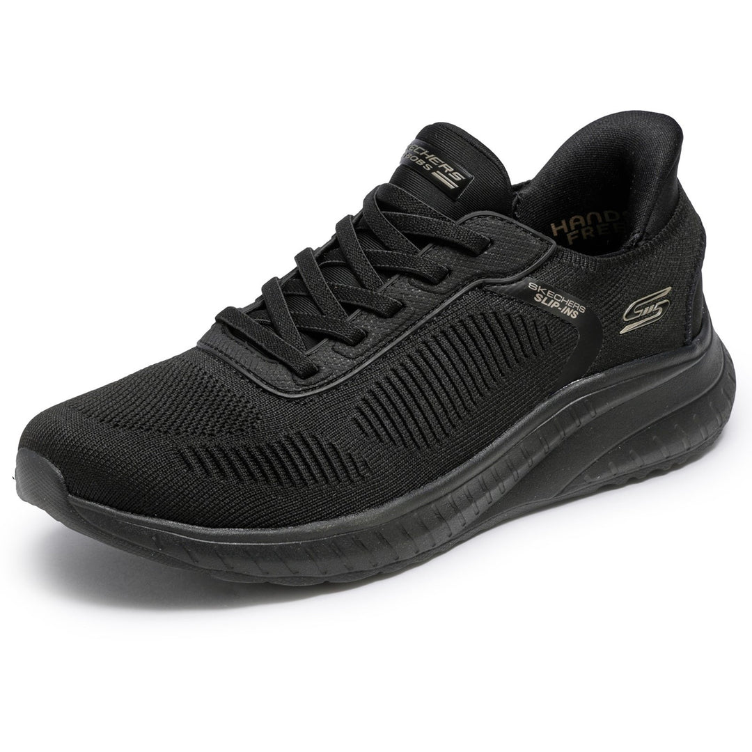 Women's Wide Fit Skechers Slip-ins 117497 Waves Bobs Sport Squad Trainers in Black - Image 6