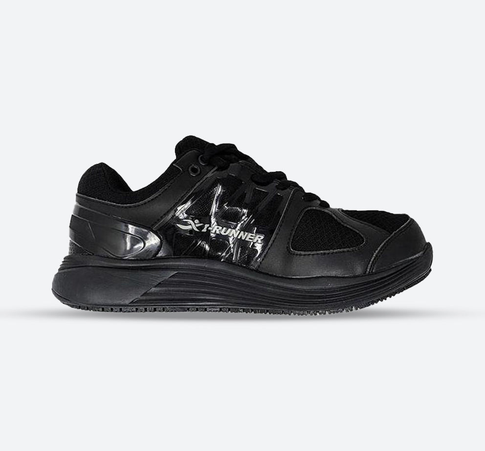 Mens Wide Fit I-Runner Pro Mesh Walking Trainers in Black - Image 1