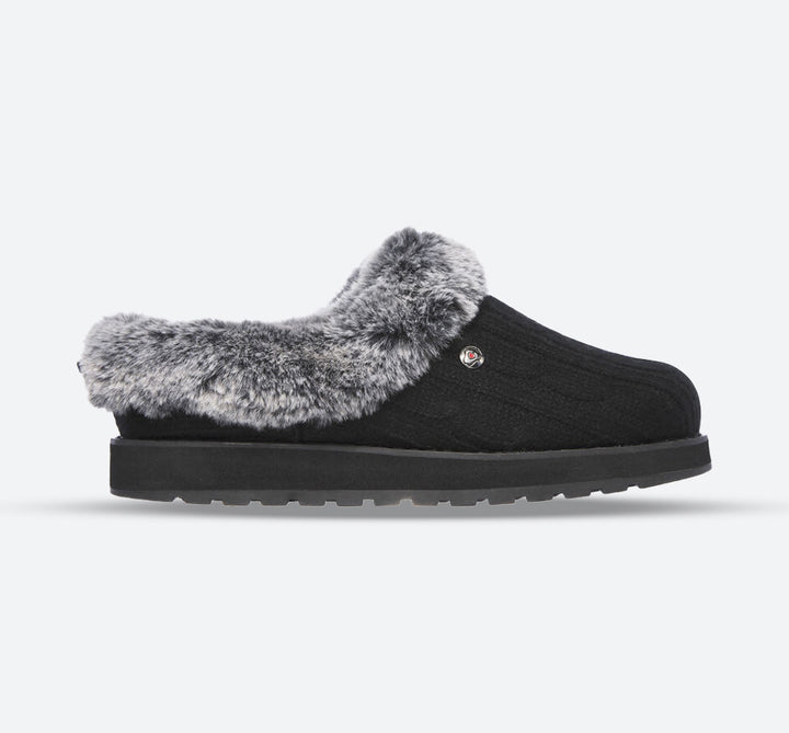 Womens Wide Fit Skechers Keepsakes Ice Angel Mule Slippers - Exclusive in Black - Image 1