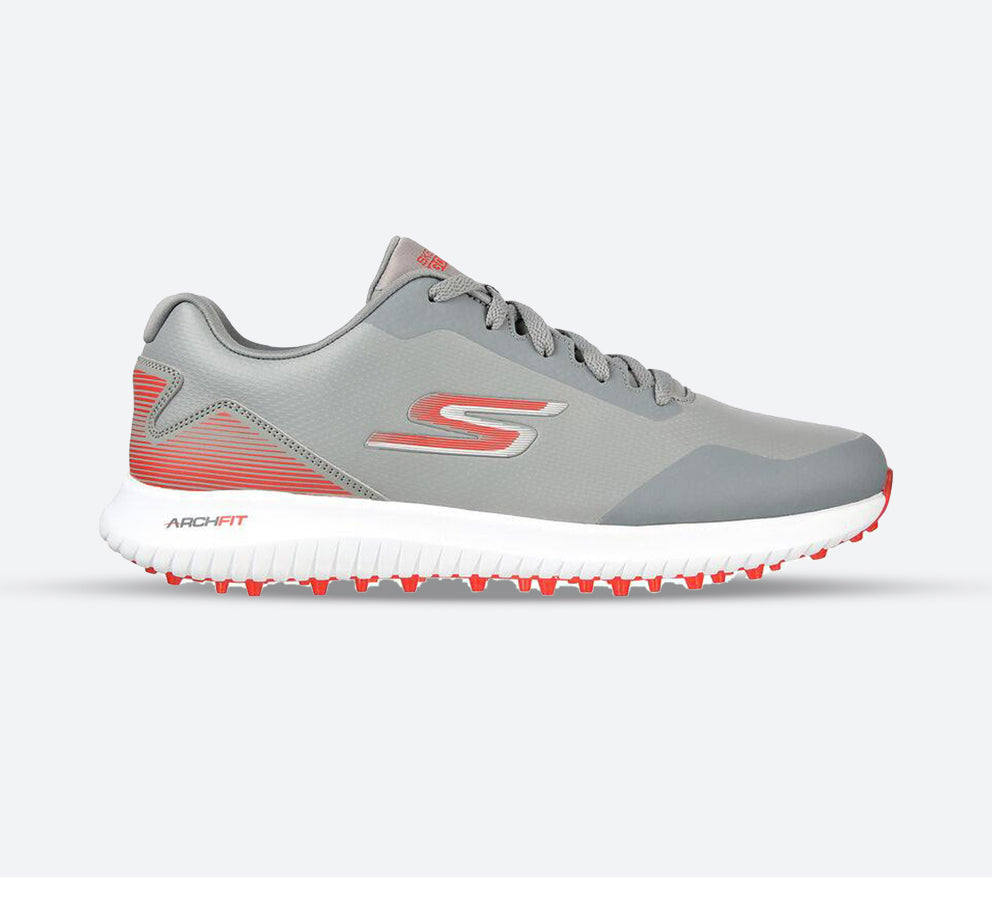 Men's Wide Fit Skechers 214028 Max 2 Golf Trainers in Grey/Red - Image 1