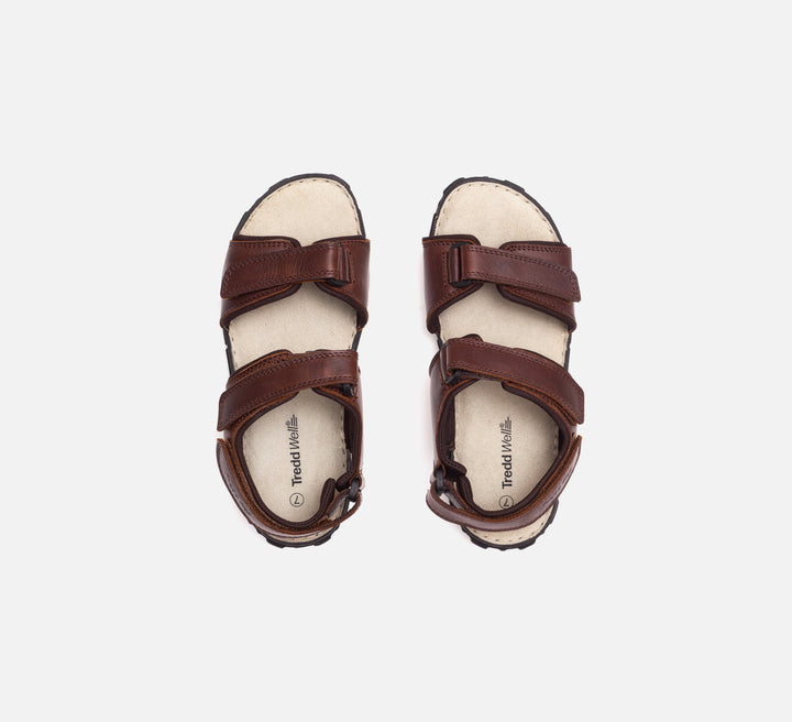 Mens Wide Fit James Leather Sandals by Tredd Well - Brown in Brown - Image 1