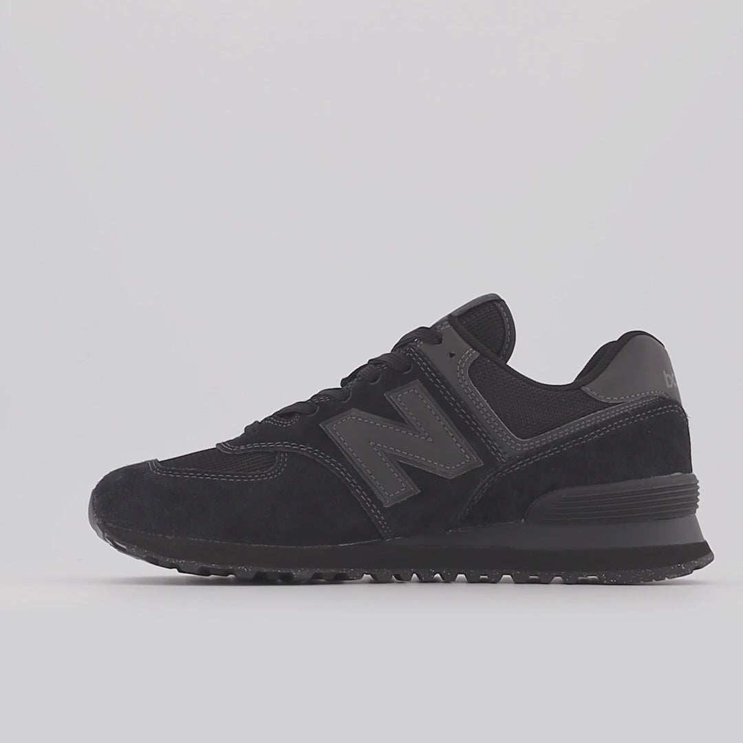 Women's Wide Fit New Balance ML574EVE Walking/Running Trainers - Exclusive - Black ENCAP