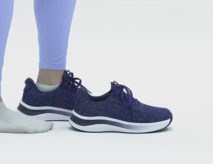 Women's Wide Fit Orthofeet Nira 80027 Hands-free Trainers in Indigo - Image 1