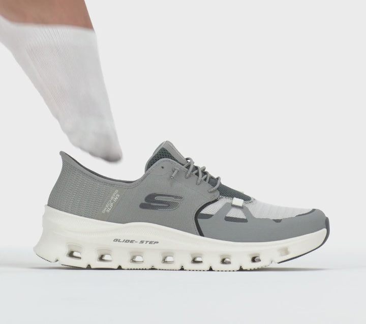 Men's Wide Fit Skechers 232930W Slip-ins Glide Step Pro Trainers in Grey/Charcoal - Image 1