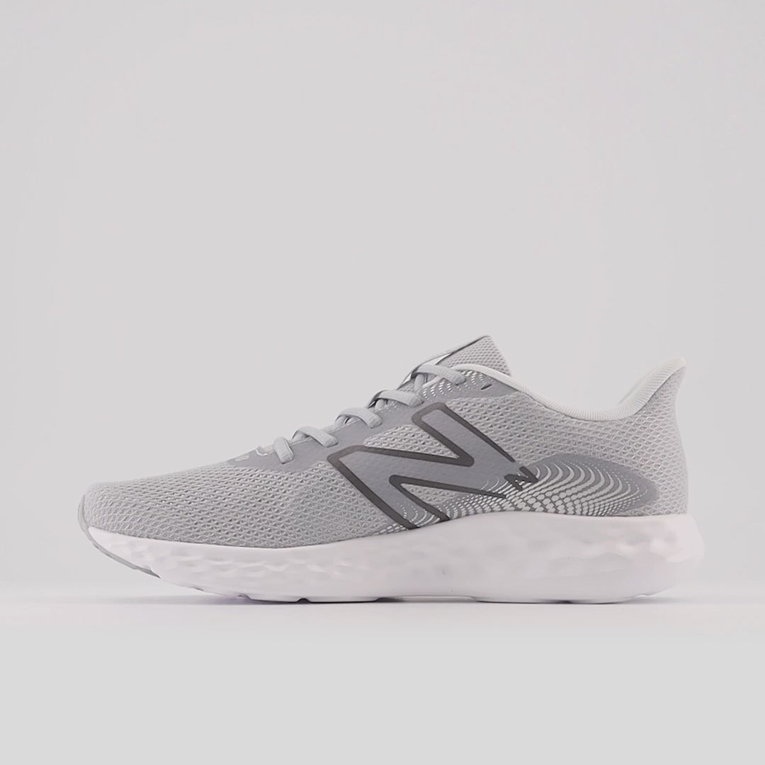 Women's Wide Fit New Balance M411LG3 Walking and Running Trainers - Grey/White in Grey/White - Image 3