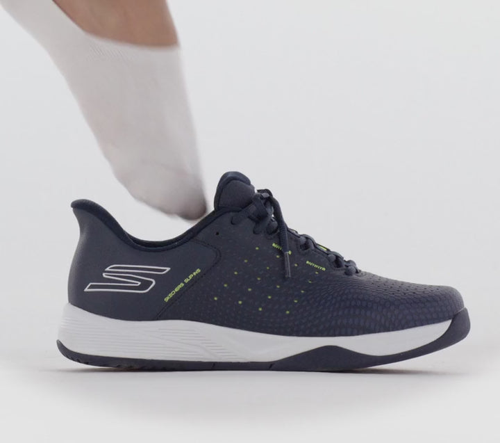 Men's Relaxed Fit Skechers 246101 Slip-ins Viper Court Reload Trainers in Navy/Yellow - Image 1