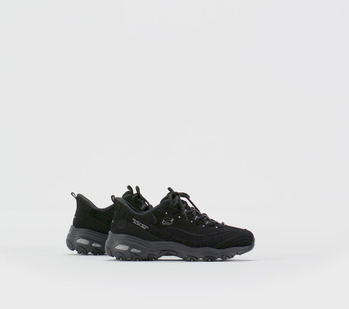 Women's Wide Fit Skechers 150543W Slip-ins D'Lites Classic Remix Trainers in Black - Image 1