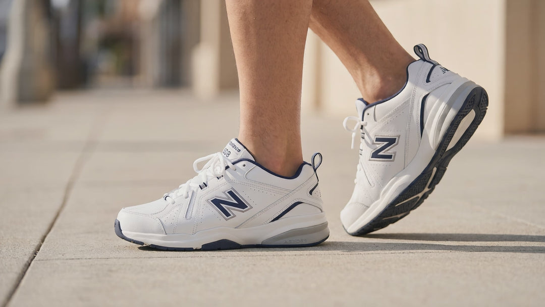 Mens Wide Fit New Balance MX608WN5 Trainers (New 624) - ABZORB in White/Navy - Image 3