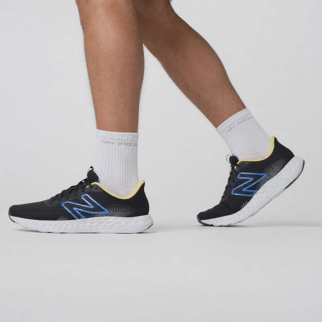 Men's Wide Fit New Balance M411RM3 Walking and Running Trainers in Black/Yellow - Image 4