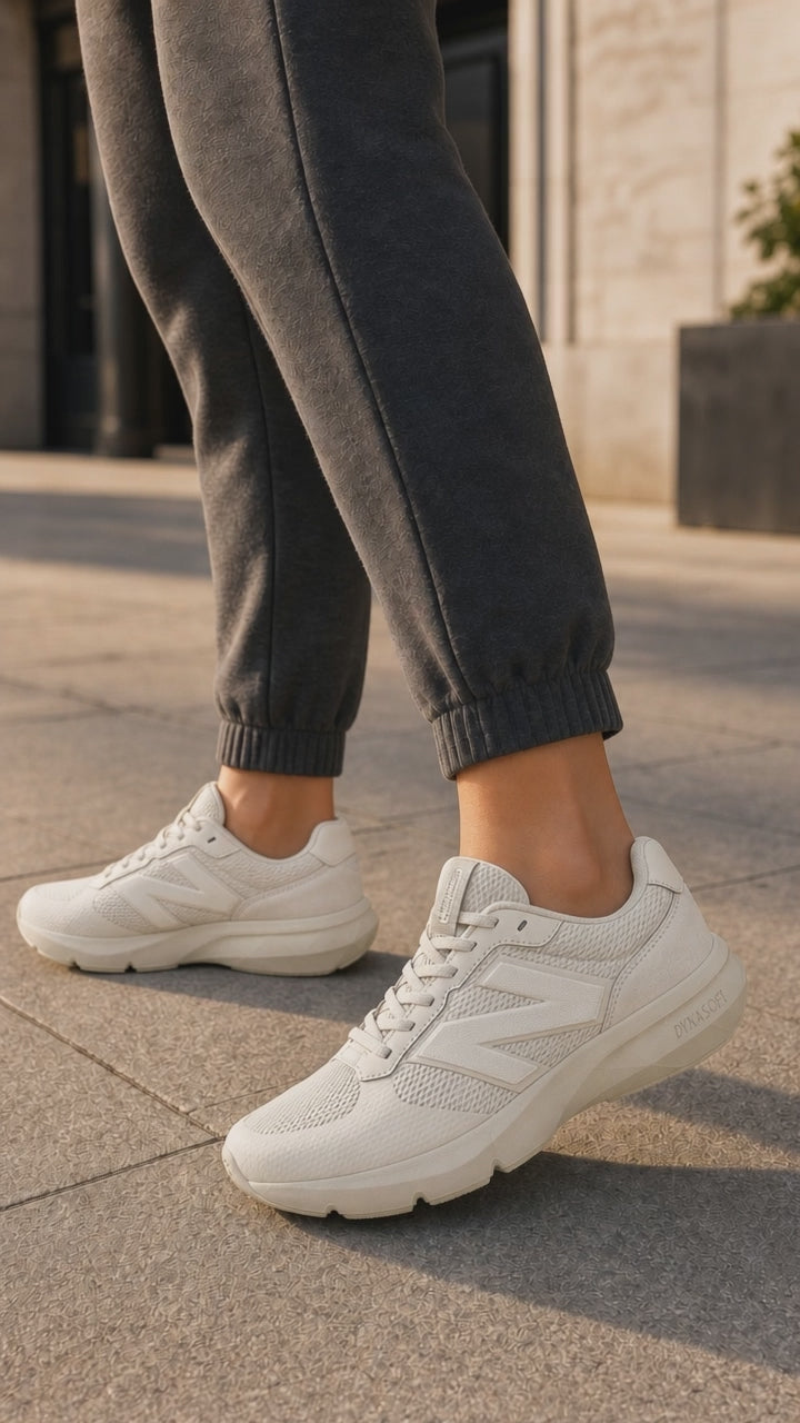Womens Wide Fit New Balance U8002IH Dynasoft Trainers in Beige - Image 1