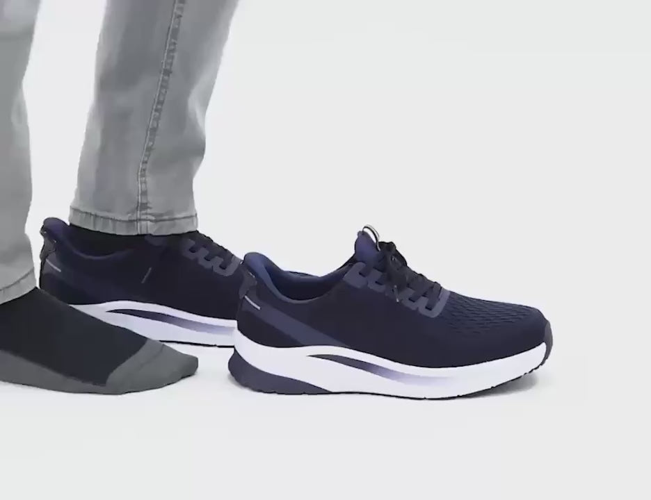 Men's Wide Fit Orthofeet 20022 Tilos Hands-free Trainers in Navy - Image 3