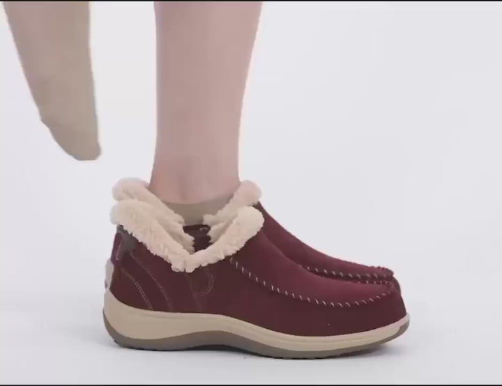 Women's Wide Fit Orthofeet 80042 Lorin Hands-free Shoes in Cherry - Image 1