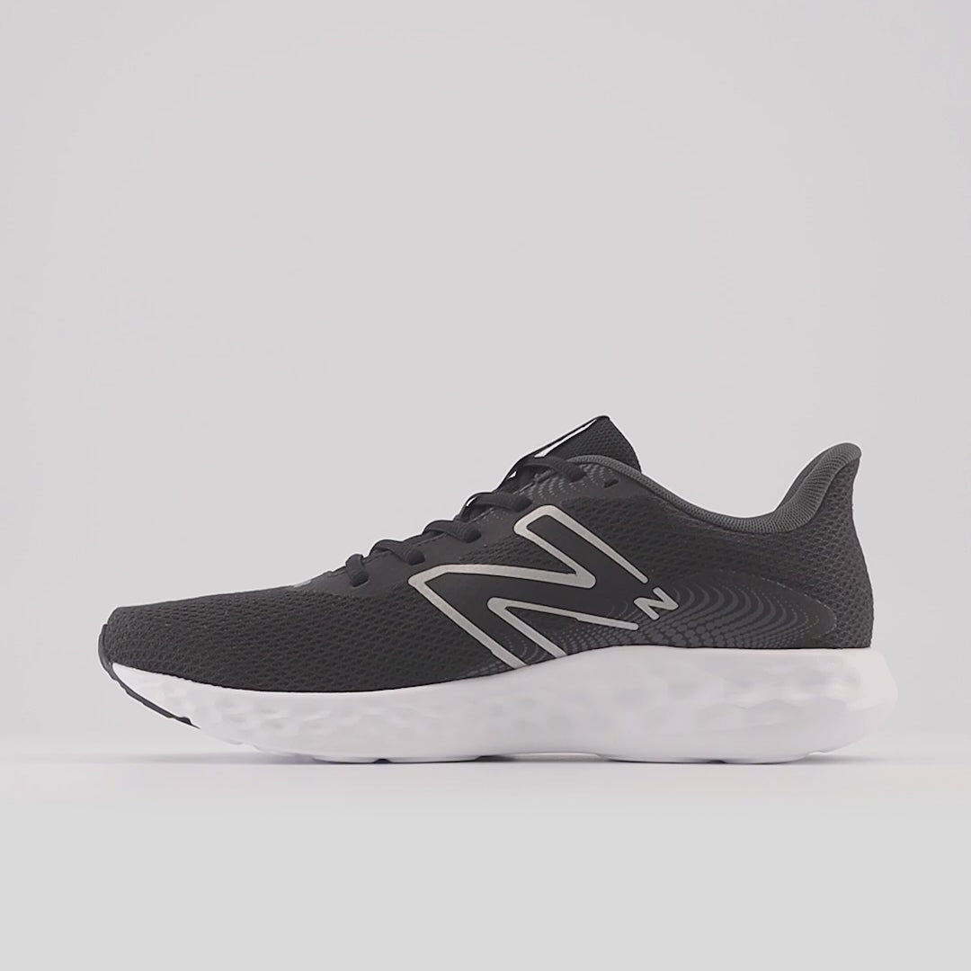 Women's Wide Fit New Balance M411LB3 Walking and Running Trainers - Black/White in Black/White - Image 7