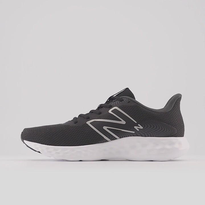 Women's Wide Fit New Balance M411LB3 Walking and Running Trainers - Black/White in Black/White - Image 1