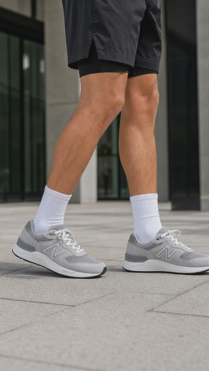 Men's Wide Fit New Balance M8806HE Walking/Running Trainers in Raincloud - Image 3