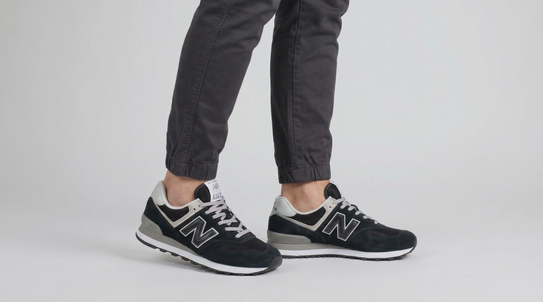 Men's Wide Fit New Balance ML574EVB Walking/Running Trainers - Exclusive - Black/White ENCAP Width 4E in Black / White - Image 3