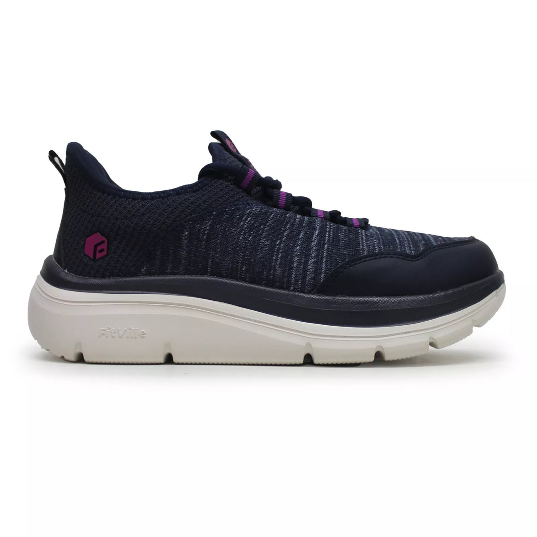 Womens Wide Fit FitVille Cloud Wanderer V7 Walking Trainers in Navy Blue - Image 2
