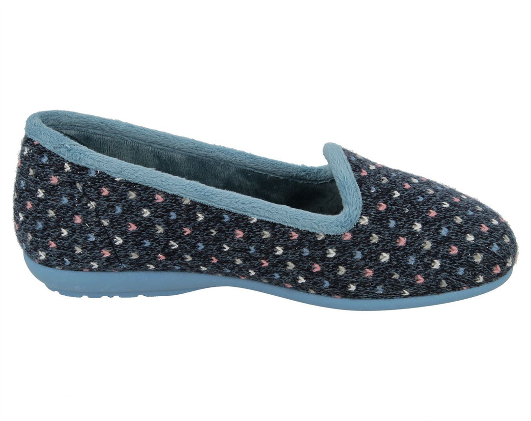 Womens Wide Fit DB Nottingham Slip On Slippers in Black / Fuchsia - Image 9