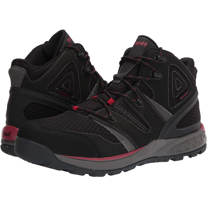 Men's Wide Fit Propet MOA022S Veymont Hiking Boots in Black/Red - Image 1