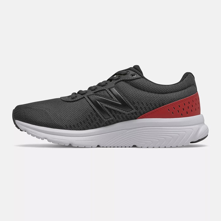 Womens Wide Fit New Balance M411CK2 Walking and Running Trainers - Black/Red in Black/Red - Image 1