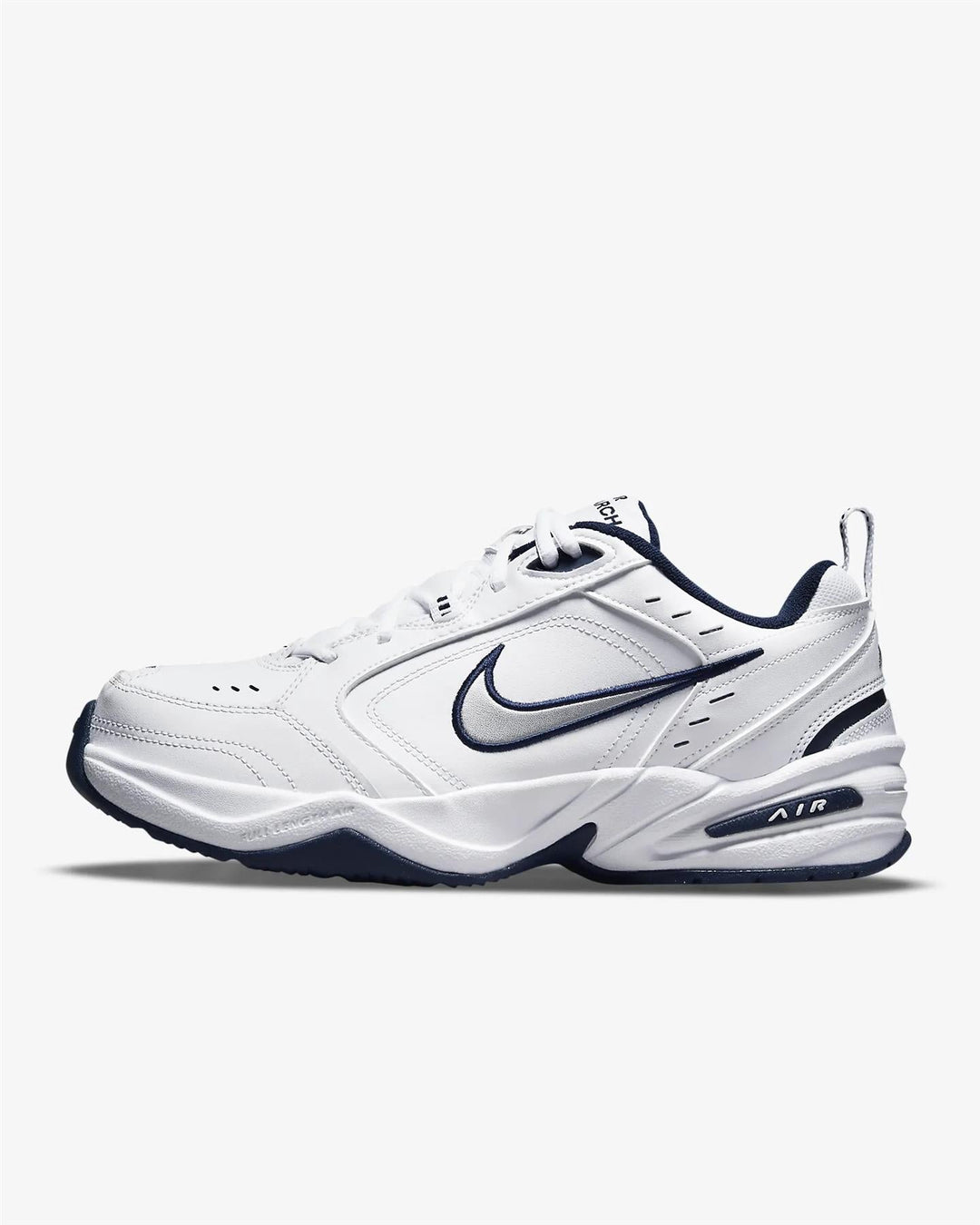 Women's Wide Fit Nike 416355-102 Air Monarch Iv Trainers in White/Metalic Silver - Image 3