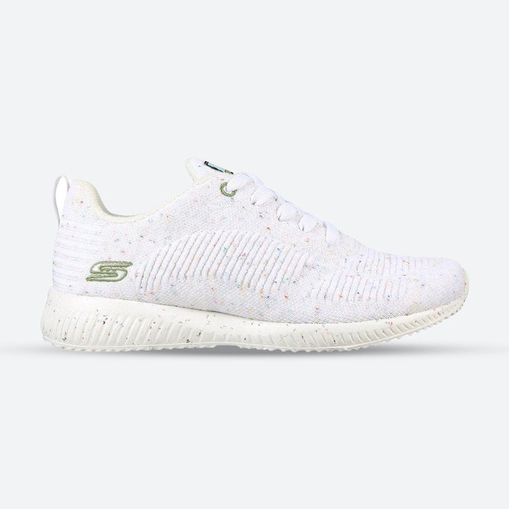 Womens Wide Fit Skechers Bobs Squad Reclaim Life 117282 Walking Trainers in White - Image 1