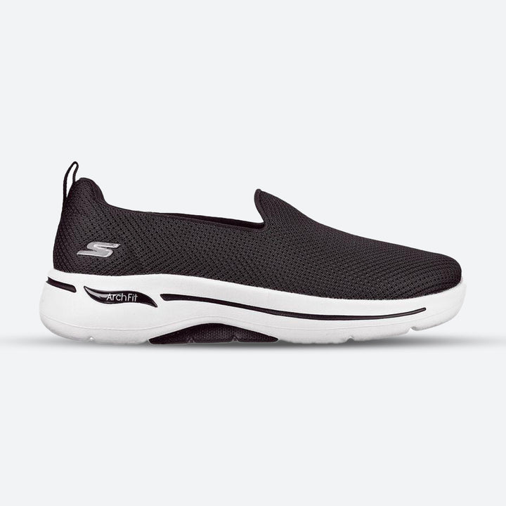Womens Wide Fit Skechers Grateful 124401 Arch Fit Walking Trainers in Black/White - Image 1