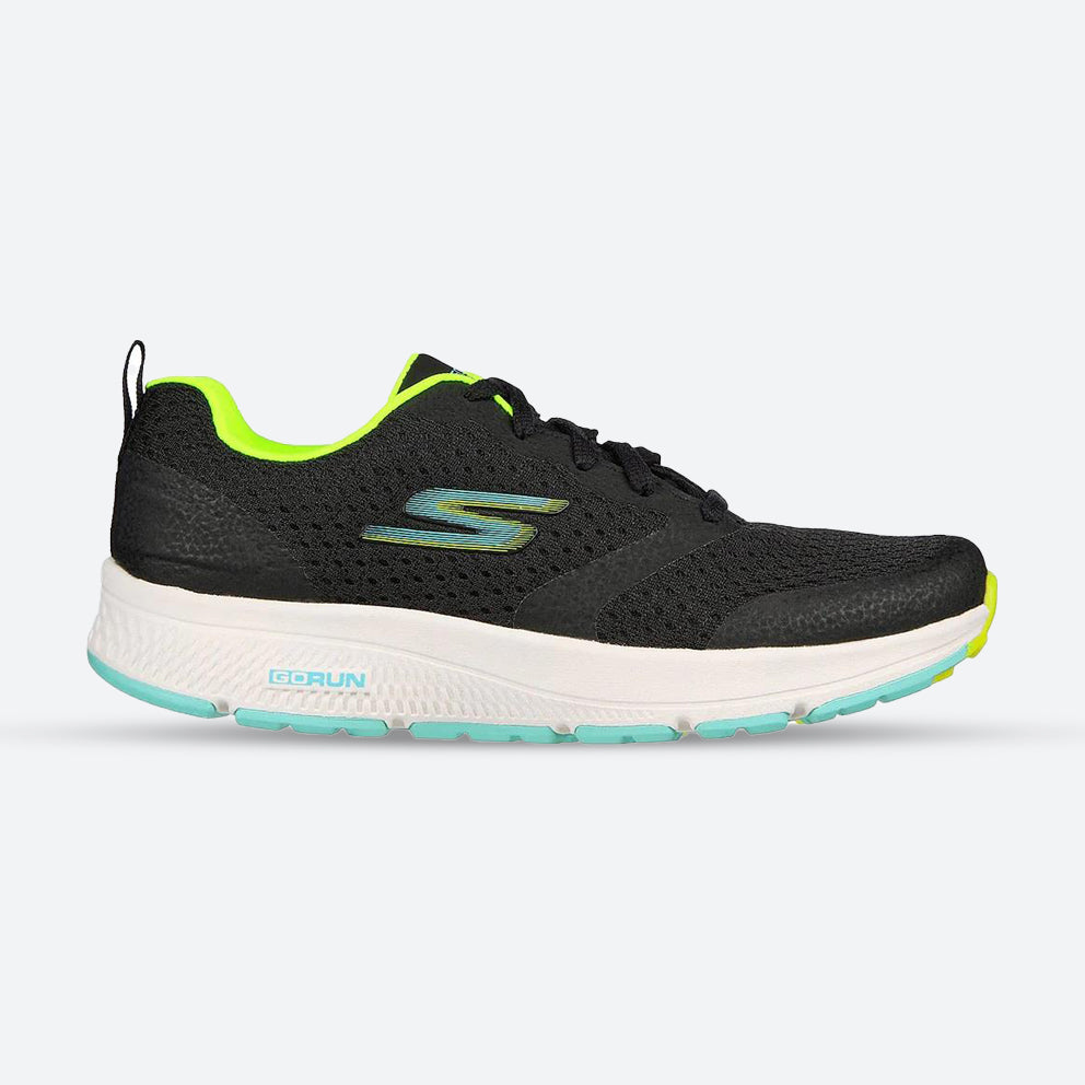 Women's Wide Fit Skechers 128277 Performance Go Run Consistent Intensify Trainers in Black/Lime - Image 1