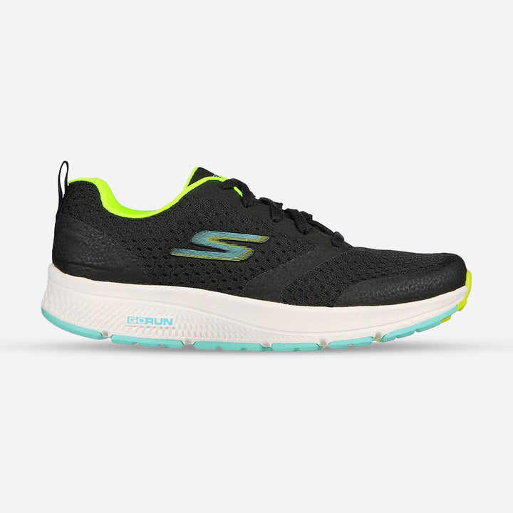 Women's Wide Fit Skechers 128277 Performance Go Run Consistent Intensify Trainers in Black/Lime - Image 1