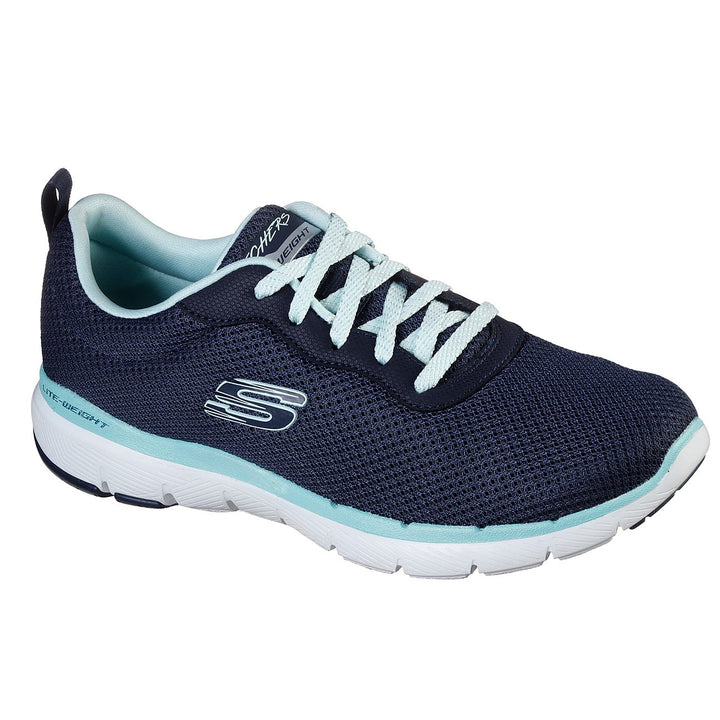 Womens Wide Fit Skechers Flex Appeal 3.0 - 13070 Walking Trainers in Black Rose Gold - Image 1