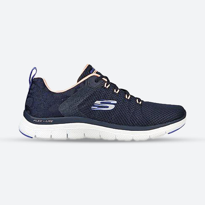 Womens Wide Fit Skechers 149580W Vegan Walking Trainers in Navy Multi - Image 1