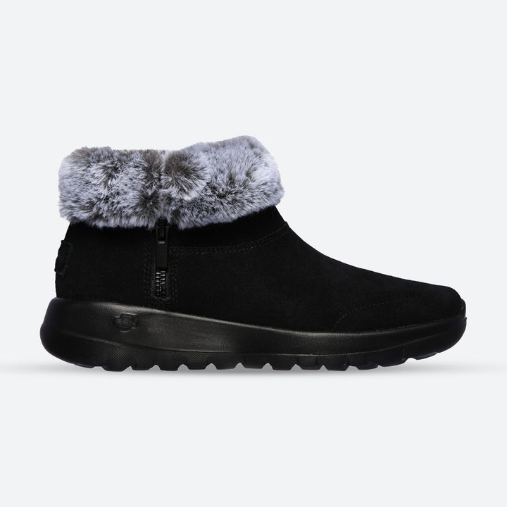 Womens Wide Fit Skechers 144003W Go Walk Goga Mat Boots in Black/Grey - Image 1
